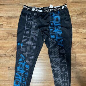 Under Armour UA Heatgear Compression Leggings Tights Blue Black Gray - Size 2XL